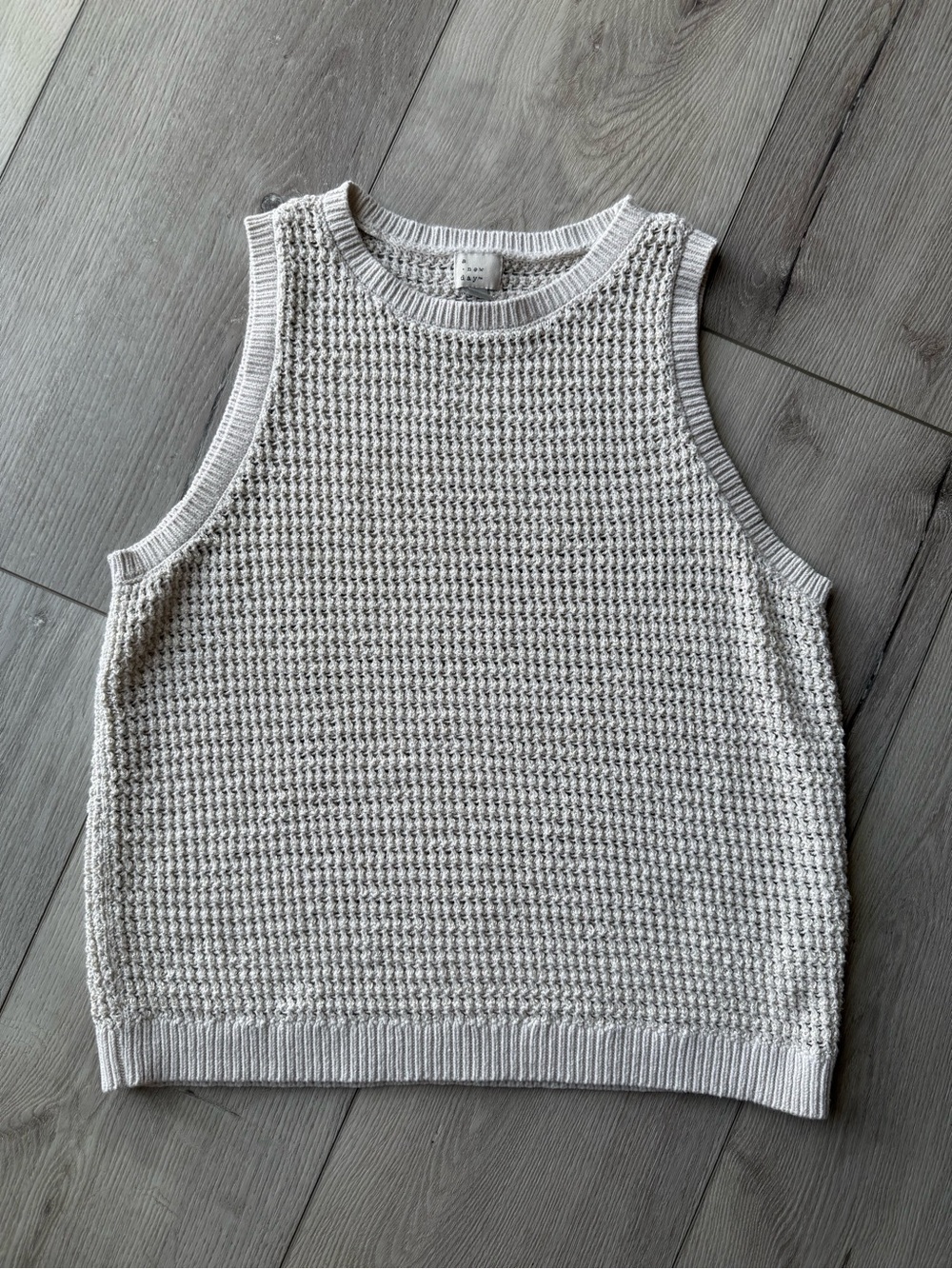 a new day Textured Knit Tank Top in Cream Size XL